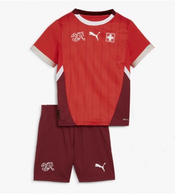 Suiza Primera Equipación Niños Eurocopa 2024 Manga Corta (+ Pantalones cortos)